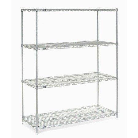 Nexel Poly-Z-Brite 5 Tier Wire Shelving Starter Unit, 60W x 24D x 63H 24606Z5